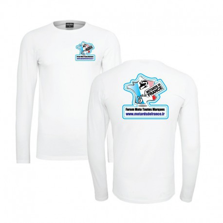 T Shirt Blanc  manches longues Forum et groupe Motards de france