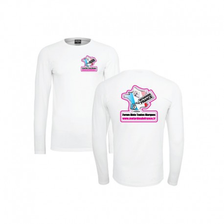 T Shirt Blanc  manches longues Forum et groupe Motardes de france